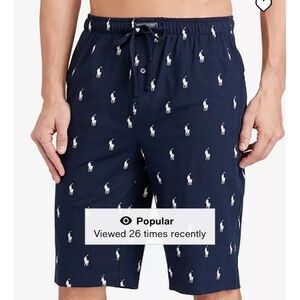 Men’s polo Ralph Lauren cotton jersey sleep shorts navy print medium